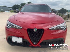 Alfa Romeo Stelvio Front V Shield Grill Frame + Emblem Frame Kit - Carbon Fiber - Feroce Carbon